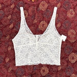 Anthropologie White Lace Cropped Camisole